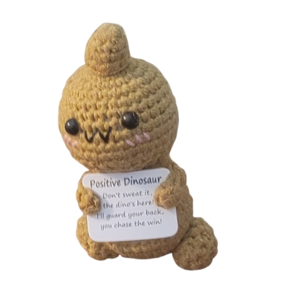 Crochet Dinosaur Plush Light Brown Emotional Support Dinosaur